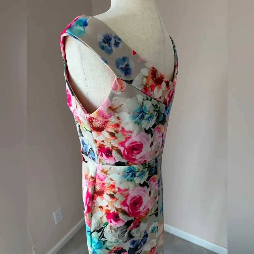 Gorgeous floral off the shoulder ASOS Scuba midi dress bodycon sz 8 wedding - Picture 8 of 12